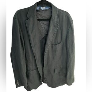 Polo Ralph Lauren 100% Black Linen Blazer Size Large